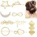 12-Piece Minimalist Gold Hair Barrettes with Rhinestone Pearl Moon Star - Women's Hair Accessories - Buy Online on GoSupps.com
