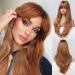 Honybia wig copper with pony - long orange wigs for women golden brown women natural realistic hair synthetic heat -resistant wigs for carnival/costumes/theme party ombre honey brown