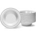 Silver Rimmed White Bowls 5oz - 50 Count - Hard Plastic - Disposable/Reusable - Dessert, Salad, Cereal, Pasta Bowls - Buy Online on GoSupps.com