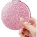 Mpowtech Pink Pu Leather Handheld Compact Mirror 2X/1X Magnification for Women and Girls - Portable Makeup Mirror for Gift - Pink-Round - Buy Online on GoSupps.com