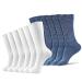 LIN Diabetic Socks for Men & Women | Extra Wide Non Binding 12 Pack Blue and White 10-13