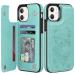 Bizzib for iPhone 12/12 Pro Case Leather Wallet with Card Holder Flip Cover Kickstand Card Slots Double Magnetic Clasp Shockproof Heavy Duty Protective Case for iPhone 12/12 Pro 6.1in-Butterfly Green