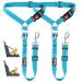 SlowTon Dog Seat Belt 2 Pack Pet Car Seatbelt Headrest Restraint Adjustable Puppy Safety Seat Belt Reflective with Elastic Bungee Connect with Dog Harness in Vehicle for Travel Daily Use(Light Blue) Light Blue Headrest + Clip (Dual Restraint)