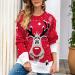 Elegant Women's Christmas Sweater - Reindeer Knitting Pattern Round Arm Winter Knitwear - Size 11 Red - Buy Online on GoSupps.com