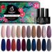 Beetles 20 Pcs Gel Nail Polish Kit - Manhattan Collection Autumn Fall Winter Colors | Nude, Glitter, Burgundy, Red, Purple, Champagne Gold Gel Polish Set with Glossy & Matte Top Base Coat | Halloween Gifts for Women - Buy Online on GoSupps.com