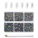 Beadsland 7200PCs flatback rhinestones clear street stones nail gemstones round crystal rhinestones for handicrafts mixed 6 sizes with wax pencil kit SS3-SS10 green volcano green volcano