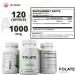Folate 1000mcg (L-Methylfolate) 120 Capsules - 5-MTHF Active Folic Acid/Vitamin B9 - Buy Online on GoSupps.com