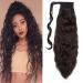 Long Ponytail Hair Extensions for Women 20-26 inches Curly Wrap Around Ponytail Corn Wave Ponytail Magic Paste Hairpiece 20 Inches - Dark Brown Dark Brown 20 Inch