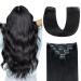Agmity clip in Extensions real hair #1 deep black 35cm 7 piece 110g 100% real hair invisible straight smooth clip in hair extensions remy real hair (35cm #1 deep black)