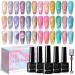 SUPWEE 9D Cat Eye Gel Nail Polish Set 12 Colors Upgraded Cat Magnetic Gel Polish with Magnet Double Magic Colors Nail Polish Chameleon Cat Eye Gel for Nail Salon DIY Nail Art 189
