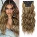 Reecho clip in extensions 4PC hair extensions clip in hair extensions 60 cm thick long beach shafts hair parts Invisible tip natural soft hair parts - light brown with blonde high brown with blond reflexes