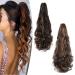 Gairyan 50cm ponytail hair part braid extensions long curly claw clip in ponytail extensions synthetic hair extensions wavy hair part hair extension for women (dark brown & light brown) 50 cm dark brown & light brown
