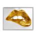 Stupell Industries Modern Yellow Fashion Lip Bite Glam Feminine Photography Designed by Sarah McGuire Gray Framed Wall Art 30 x 24 Silver 30x24 Silver