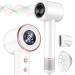 Rudd Hair Dryer with Diffuser - High Speed Hair Dryer with Display 110000 RPM Brushless Motor for Fast Drying 200 Million Negative Inoic Blow Dryer Low Noise Hair Dryer White