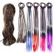 Colorful hair strands children colorful hair braid extensions twist hair attachments with elastic rope band for women girls 10pcs