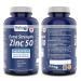 Naka Platinum Extra Strength ZINC Bisglycinate 50 mg Elemental Zinc for Immune Health and Energy Metabolism Bonus Size 300 Veggie Capsules (250+50 Free)