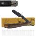 Haryali London razor set with wooden handle + 10 razor blades and case |Beard knife men with exchange blade |Professional Barber razor for men |Wet razier men | tight and clean shave dark wood