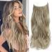 Secret Hair Extensions Invisible Wire Hair Extensions Wavy Hair Extension Synthetic Hair Pieces for Women 20 Inch Mix Ash Blonde Hair Extensions (Mix Ash Blonde)