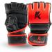 Kruzak MMA Gloves, Men and Womens Half-Finger Boxing Mitts, Hand Wraps with Open Palms for Grappling, Kickboxing, Sanda, Sparring, Muay Thai Red Small-Medium