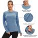Soneven Women's Thermal Fleece Compression Running Shirt - Quick Dry Workout Top with Thumb Holes, Small Crew Neck in Haze Blue - Buy Online on GoSupps.com