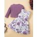 Puseky Toddler Baby Girls Floral Dress and Cardigan Set 3-4 Years - Purple - Buy Online on GoSupps.com