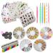 Nail Art Tools Decorations Kit 48 Sheet Water Transfer Nail Sticker Decals, 5 Nail Rhinestones Bead Gold Metal Studs, 5 Nail File Buffer,5 Nail Dotting Pen for Manicure DIY Fingernails Designs Multicolor