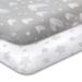 Pack n Play Fitted Sheet, Soft Jersey Cotton Portable Playard Sheets, 2 Pack Mini Crib Sheets, Unisex, Preshrunk playard/pack n play/mini crib White & Grey