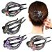 Yusier 4PCS Heart Style Ponytail Hair Clip Duckbill Clips with Rhinestones Headdresses for Women Diamond Hair Clips with Flower Rhinestone Barrettes Sparkly Prom Hair Clips (Plum Blossom)