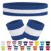 Facath striped welding tape set Sport-headband bracelet set terry bracelet sports exercise basketball bracelet spanders blue white blue blue