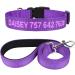 Tagme dog collar and leash personalized reflective dog collar with 1.5m double -sided reflective dog leash for large dogs purple l (1 Pack) purple set