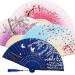4 Pieces Folding Fans Handheld Fans Bamboo Fans with Tassel Women's Hollowed Bamboo Hand Holding Fans for Wall Decoration Gifts (Purple Dark Blue Pink and Sky Blue) Dark Blue Pink Purple Sky Blue