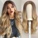 UEVIES Long Curly Ombre Blonde Wig Party Wig for Women Heat Resistant Fiber for Daily Use Party-24 inches