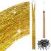 BBTO 200 Strands Hair Tinsel Strands Kit with Tools Tinsel Hair Extensions Glitter Hair Accessories Hair Extensions for Braiding Hair Tinsel for Women Cosplay Party Supplies(Gold)