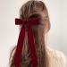 Velvet Bow Hair Clip 4PCS Red and Black Hair Bow Vintage Satin Bowknot Hairpins with Long Ribbon Party Bow Hair Barrettes Hair Accessories for Women Girls Gifts - Buy Online on GoSupps.com
