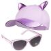 CityComfort baseball cap children 2 Set Snapback Cap with ears and sunglasses children sun protection - gifts for girls unit size purple