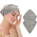 Emmy Home Haarurban 100% cotton 2 pieces of hair cloth quick -drying turban towel with a button towel for head and long hair turban hair dryer cloth (2 -Set gray) gray x2