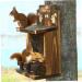 Squirrel Feeder 27.5cm/10.8inch Wood Squirrel Feeders for Outside Weatherproof Squirrel Bar with 3 Small Stool Wooden Chipmunk House Box for Corn Peanuts - Buy Online on GoSupps.com