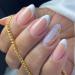 Mrcuvaryas Almond Press on Nails Kurz French White Glossy Fake Nail Short Sheer single -colored artificial false nails to stick on with nail glue 24 pieces of almond artificial fingernails for women white lines