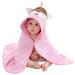 COOKY.D Bamboo Hooded Baby Bath Towel Toddler Wearable Blanket Boy Girl Animal Bathrobe Pink Fox 75x75cm