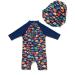 Baby Boys Sunsuit UPF 50+ Sun Protection One Piece Swimwear Set with Sun Hat - Colorful Fish 12-18 Months - Buy Online on GoSupps.com