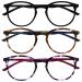 Opulize MET - Reading glasses Blue light filter 3 Pack slim round frame spring hinges improved sleep computer gaming reflective black brown purple men bbb60-125 +2.00 diopttria black / brown dark blue / purple cherry red