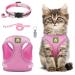 Adjustable cat dishes breakout set cat dishes with a leash outbreak soft inner lining and breathable mesh for cats kitten dogs puppies (pink l) l pink