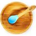 Bambuswald Eco-Friendly Suction Baby Bowl & Spoon | 100% Sustainable Bamboo | Stable Feeding Dish for Babies & Toddlers | Light Blue - Buy Online on GoSupps.com