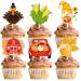 18pcs Glitter Corn Turkey Dessert Cupcake Topper Thanksgiving Gratitude Autumn Farm Harvest Theme Decor for Boys Girls Men Women Happy Birthday Party Decoration Supplies