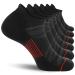 FITRELL Men's 6 Pack Ankle Running Socks Low Cut Cushioned Athletic Sports Socks 7-9/9-12/12-15 Black+red 9-12