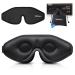 Wellsync Sleep Mask 100% Blackout Eye Sleeping Cover Comfortable Contoured Eye Cups and Nose Covering for Women Men 3D Pillowy Soft Light Blocking Eye Masks 0 Pressure on Eyelashes w/Earplugs Black