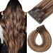 Real Hair Extensions Clip in Human Hair 24 Inch 120g Ombre Chocolate Brown to Caramel Blonde Human Hair Extension Clip in Hair Straight Long Clip on Extensions Thick Hair Weft 9pcs 24 Inch (Pack of 1) TP4/27/4