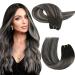 Moresoo Weft Hair Extensions Real Human Hair Balayage Sew in Hair Extensions Black and Silver Human Hair Extensions Weft 20 Inch 100g #1B/Silver/1B 20 Inch(Pack of 1) WEFT #1B/Silver