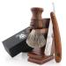 Haryali London Men's Wooden Shaving Set with Straight Razor Black Badger Hair and Wooden Stand