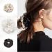 Luxury 100% 6A Mulberry Silk Scrunchies for Hair   3 Pieces Large Silk Scrunchies in Satin Travel Bag (Champagne  Black  White) Assorted Champagne Classic Colors White